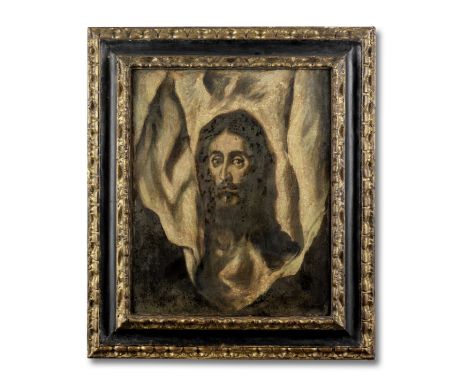 Studio of Domenikos Theotokopoulos, called El Greco (Candia 1541-1614 Toledo)Head of Christ, on the kerchief of Saint Veronic