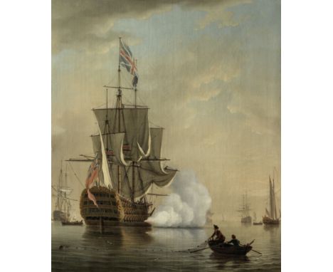 Samuel Scott (London 1702-1772 Bath)Shipping in a calm sea oil on canvas61.2 x 50.6cm (24 1/8 x 19 15/16in).Footnotes:Provena