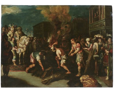 Gaspar van den Hoecke (Antwerp circa 1580-circa 1648)Croesus before Cyrus (?) oil on copper, stamped with the panel-maker's m