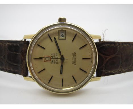 Omega; A Vintage Electronic f300Hz De Ville Gent's Wristwatch, the signed dial with line markers, centre seconds and date ape