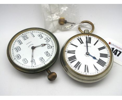 An Unusual Double Sided Openface Goliath Pocketwatch, the white dial signed "Asprey 8 Days", with bold black Roman numerals, 