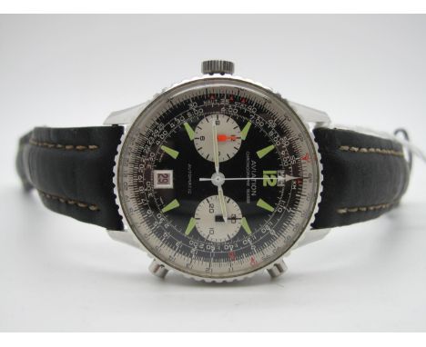 Aviation Chronographe Suisse; A Vintage Automatic Gent's Wristwatch, the signed black dial with Arabic numerals, centre secon