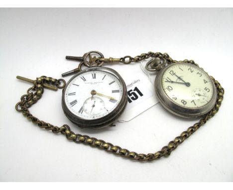 James Pearce Hull; A Hallmarked Silver Cased Openface Pocketwatch, the signed white dial with black Roman numerals (hour hand
