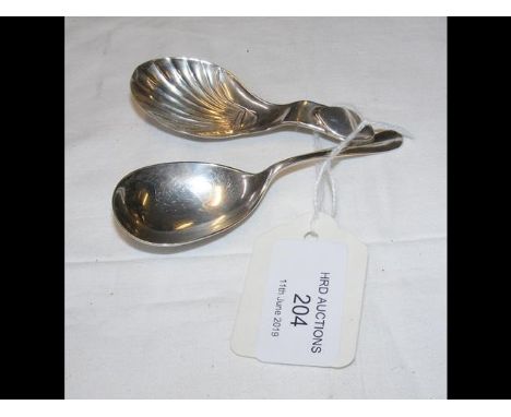 Two antique silver tea caddy spoons 