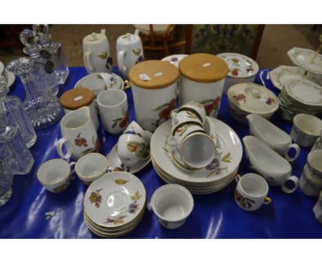 Large quantity of Royal Worcester Evesham pattern tea and table wares plus further storage jars