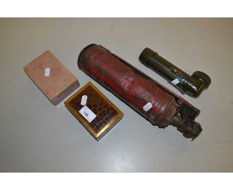 Mixed Lot: Vintage wall mounted fire extinguisher and other assorted items