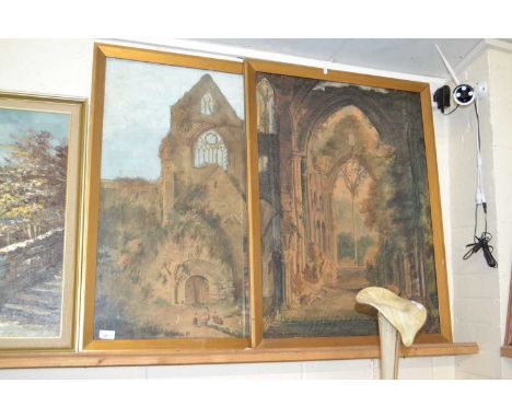 Two large 19th Century watercolour studies of architectural ruins
