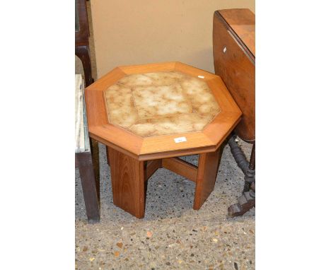 Retro teak framed tile top octagonal coffee table