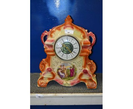Early 20th Century porcelain cased mantel clock