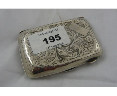 A silver cigarette case, chased foliage decoration, Birmingham 1929, 43g