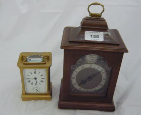 Antique carriage clock and walnut mantle clock