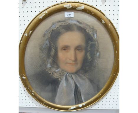 An oval gilt framed portrait depicting Victorian maiden, 42cm x 48cm