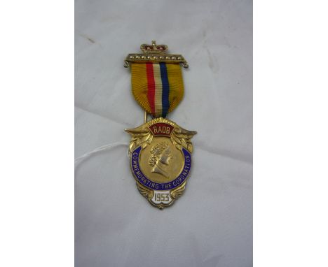 A silver gilt and enamel commemorative masonic medal, Coronation of Queen Elizabeth II 1953, London 1953 with Coronation hall