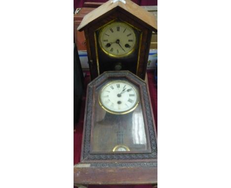Two 19th century wooden case mantel clocks