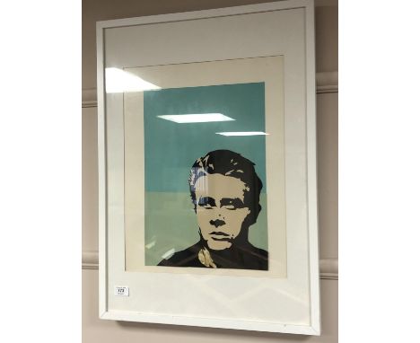 A framed collage, portrait of James Dean, 49 x 69 cm 