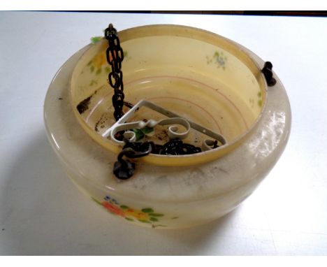 A glass Art Deco hanging light shade  