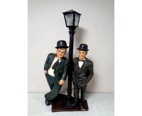 A contemporary figural table lamp, Laurel and Hardy  