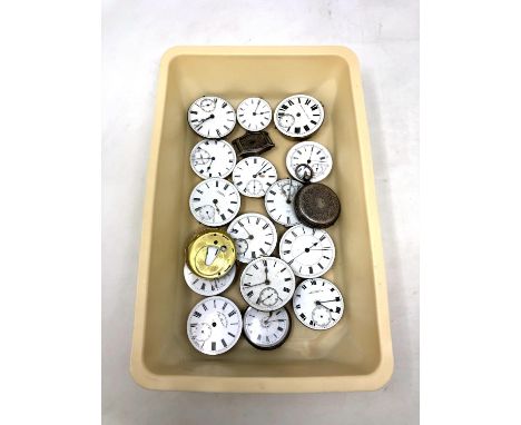 Fourteen pocket watch movements from 18ct gold pocket watches, two silver fob watches and a vintage silver wristwatch. 