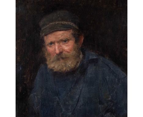 Attributed to Henry Scott Tuke RA RWS (1858-1929)Head study of Neddy Hall (believed to be)Oil on canvas, 38cm by 37cm Provena