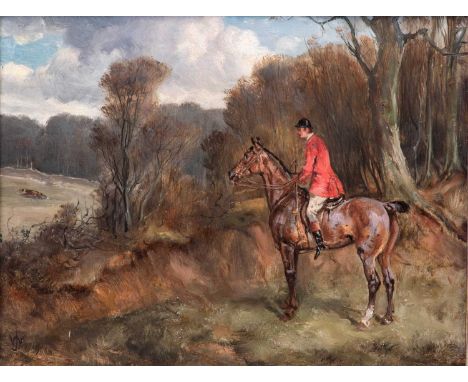J Wheeler (19th/20th century)"The Fox Sighted""Full Cry""The Chase""The Kill"Two monogrammed, oil on panel, 24cm by 30.5cm (4