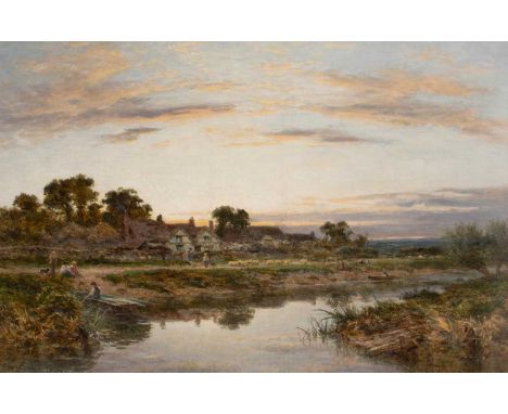 Attributed to Benjamin Williams Leader RA (1831-1923)Evening on the SevernSigned and dated 1904, oil on canvas, 49cm by 75cmR