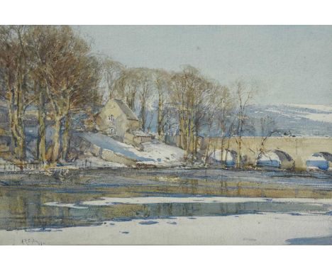 Arthur Reginald Smith ARA, RWS, RSW (1871-1934)"A Bridge on the Wharfe"Signed and indistinctly dated, with original artist's 