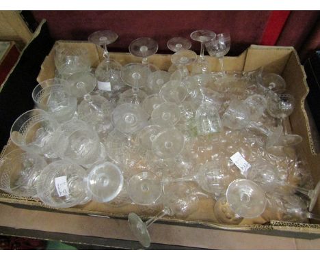 Tumblers, champagne saucers, liquer glasses etc