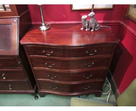 A George III revival mahogany serpentine front chest of four long drawers on bracket feet, 90cm x 44cm x 90cm 