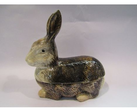 A French ceramic butter dish in the form of a hare