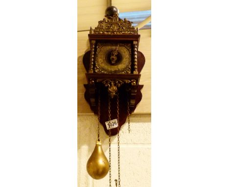 WALL CLOCK. Mahogany decorative wall clock with weights and chains 