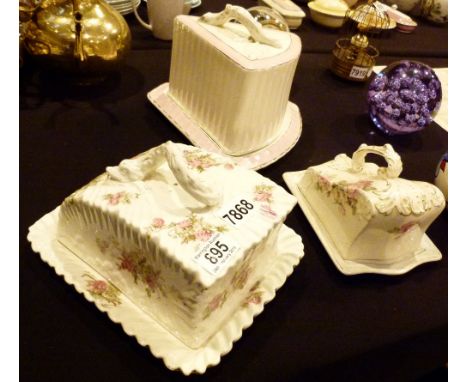 CHEESE DISHES. Three ceramic cheese dishes