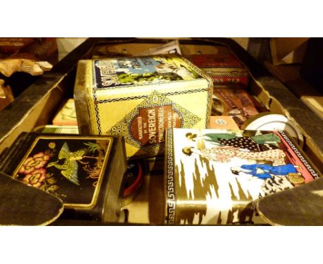 Box of collectable vintage advertising tins
