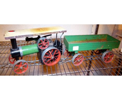 MAMOD ENGINE. Mamod traction engine and four wheel trailer in used and unboxed condition