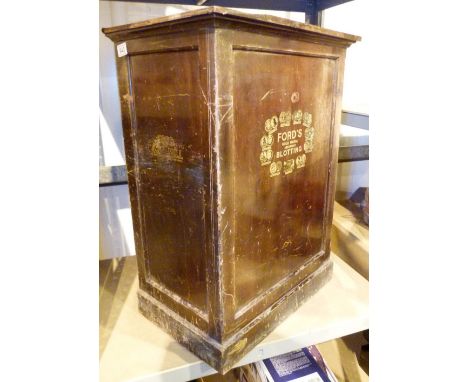 RETAIL DISPLAY CUPBOARD. Vintage retail display cupboard Fords Blotting Papers with three interior shelves