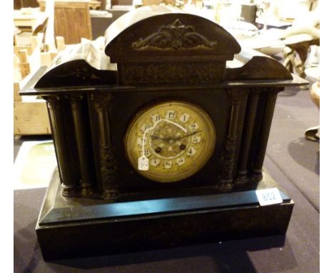 SLATE FRENCH CLOCK. Large black slate French clock