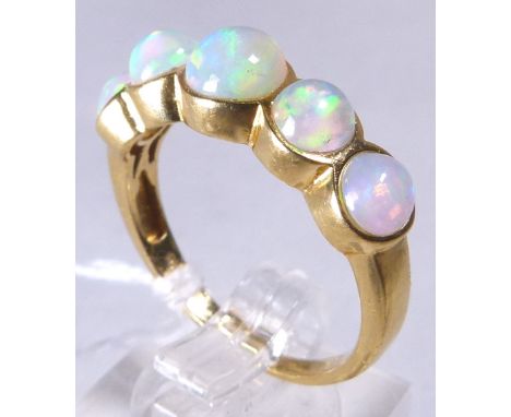 ETHIOPIAN OPAL RING. 4 ct Ethiopian opal - 14 K gold overlay sterling silver ring size R 