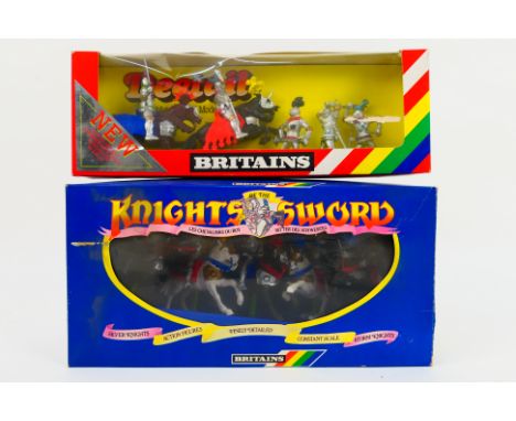 Britains - Two boxed Britains Deetail Knights sets. Lot includes Britains #7728 2 mounted & 3 dismounted figures; with Britai