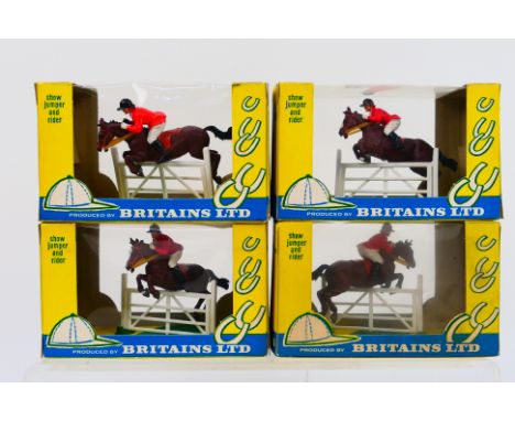 Britains - Four boxed Britains #2075 Show Jumper and Rider Figures. Figures appear tro be in Mint condition in window boxes w