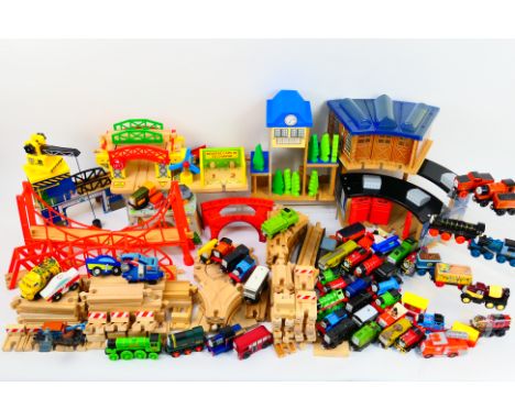 Wooden Railways - Thomas The Tank Engine. A large selection of children's wooden railways including track, Engines and scener