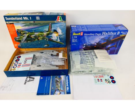 Italeri - Revell - Two boxed 1:72 scale plastic military aircraft model kits. Lot consists of Italeri #1302 Sunderland Mk.I; 