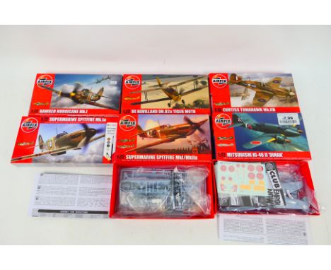 Airfix - Six boxed 1:72 scale plastic military aircraft model kits from Airfix. Lot includes Airfix A02016 Mitsubishi Ki-46 I