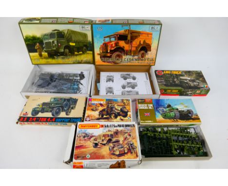 IBG Models - Airfix - Matchbox - Esci - Other - Seven boxed 1:72 and 1:76 scale plastic military vehicle model kits. Lot incl