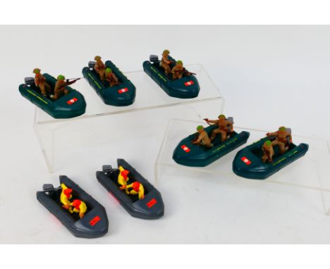 Britains - Seven unboxed Britains Floating Models. Lot consists of #4312 British Assault Craft ((x5); plus RNLI Rescue Craft 