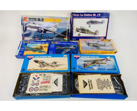 Airfix - Novo- Revell - Pavla Models - Seven boxed 1:72 scale plastic aircraft model kits. Lot includes Airfiz 05002 Bristol 