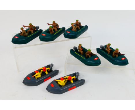 Britains - Seven unboxed Britains Floating Models. Lot consists of #4312 British Assault Craft ((x5); plus RNLI Rescue Craft 