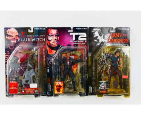 McFarlane Toys - Spawn - Movie Maniacs 4/3 - Three boxed/sealed figures - A boxed #17601 Blair Witch figure. A #17605 Termina