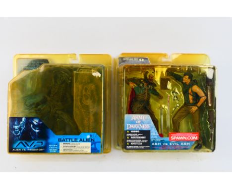 McFarlane Toys - Spawn - Army of Darkness, Aliens vs Predators - Two boxed/sealed figures - Lot includes a #90440 Ash vs Evil