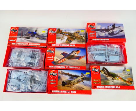 Airfix - Six boxed 1:72 scale plastic military aircraft model kits from Airfix. Lot includes Airfix #A02074 Grumman Martlet M