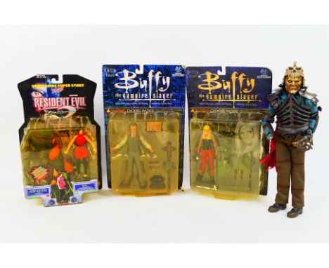 Toy Biz, Moore Action Collectibles - Buffy The Vampire Slayer, Army of Darkness, Resident Evil 2 - Three boxed and one unboxe