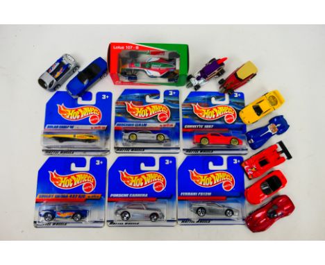 Hot Wheels - Mattel. Five carded Hot Wheels, Nine Loose Hot Wheels, One boxed Mattel Castrol. Items appear in Excellent condi